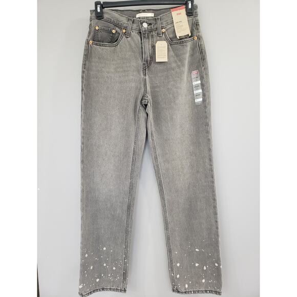 Levi's Denim - NEW Levis Size 27 Low Pro Straight Jean Gray Splatter‎ Acid Wash Bleach y2k 90s